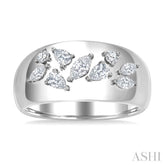 1/2 Ctw Mixed Diamond Cut Fashion Wide Band in 14K White Gold
